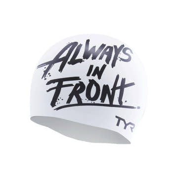 TYR Silicone Swim Cap - White Marker Graphic    Tyr