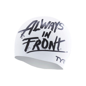 TYR Silicone Swim Cap - White Marker Graphic    Tyr