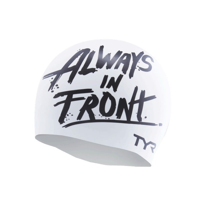 TYR Silicone Swim Cap - White Marker Graphic    Tyr