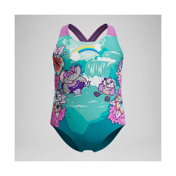 Speedo Girls Learn To Swim Printed Crossback One Piece Swimsuit  Girls One Piece  Speedo