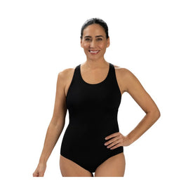Dolfin Women's Aquashape Black Scoop Neck Conservative One Piece  One Piece Swimsuits  Dolfin