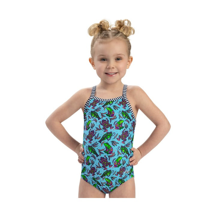 Dolfin Little Girls' Ribbit One Piece Swimsuit  Girls One Piece  Dolfin
