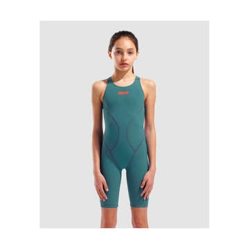 Arena Girls' Powerskin Impulso Jade Aura Open Back Technical Swimsuit  Technical Swimsuit  Arena