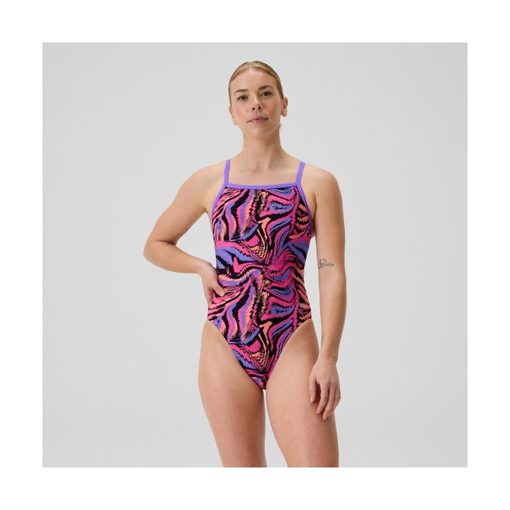 Speedo Women's Printed Turnback One Piece Swimsuit    Speedo