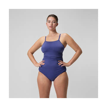 Speedo Women's Adjustable Solid Shirred One Piece Swimsuit  One Piece Swimsuits  Speedo