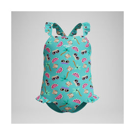 Speedo Girls Digital Frill Thin Strap One Piece Swimsuit    Speedo