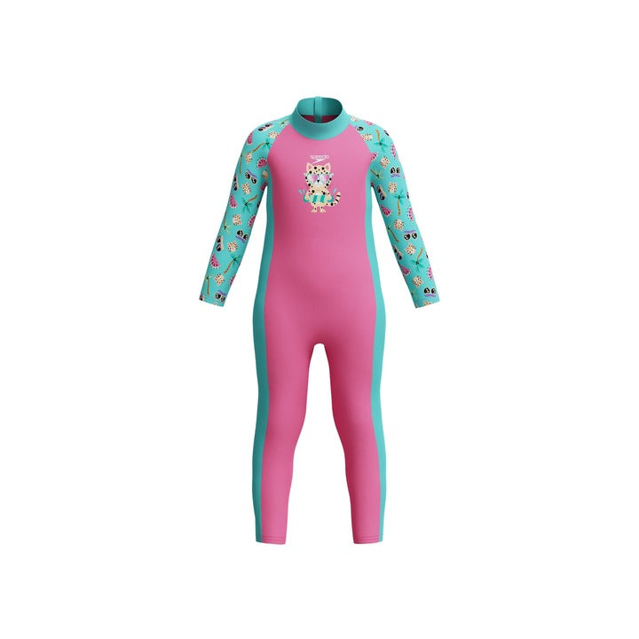 Speedo Girls Printed All-In-One Sun Rash Guard Swimsuit  Girls Rash Guard  Speedo