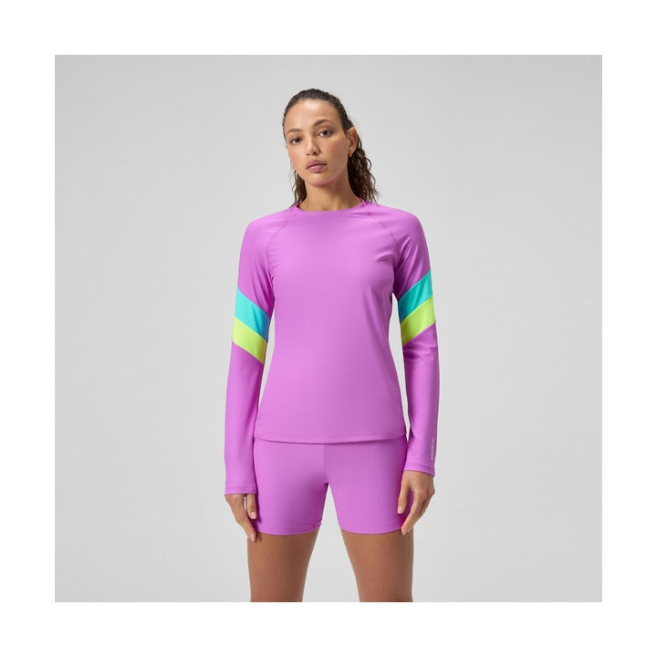 Speedo Women's Colorblock Long Sleeve Rash Guard Swim Top  Long Sleeve Rash Guard  Speedo