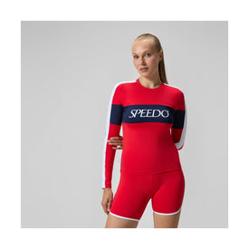 Speedo Women’s Colorblock Long Sleeve Logo Rash Guard  Long Sleeve Rash Guard  Speedo