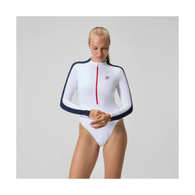 Speedo Women's Long Sleeve Zip One Piece Swimsuit  One Piece Swimsuits  Speedo