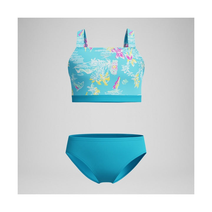 Speedo Print Tie Back Two Piece Swimsuit  Girls Bikini Set  Speedo