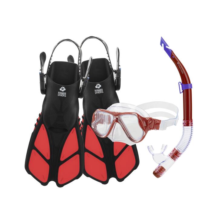 goggles snorkel set Hawaii Divers Jr Snorkel Set Beluga – Kids’ Snorkeling Kit Red-Large