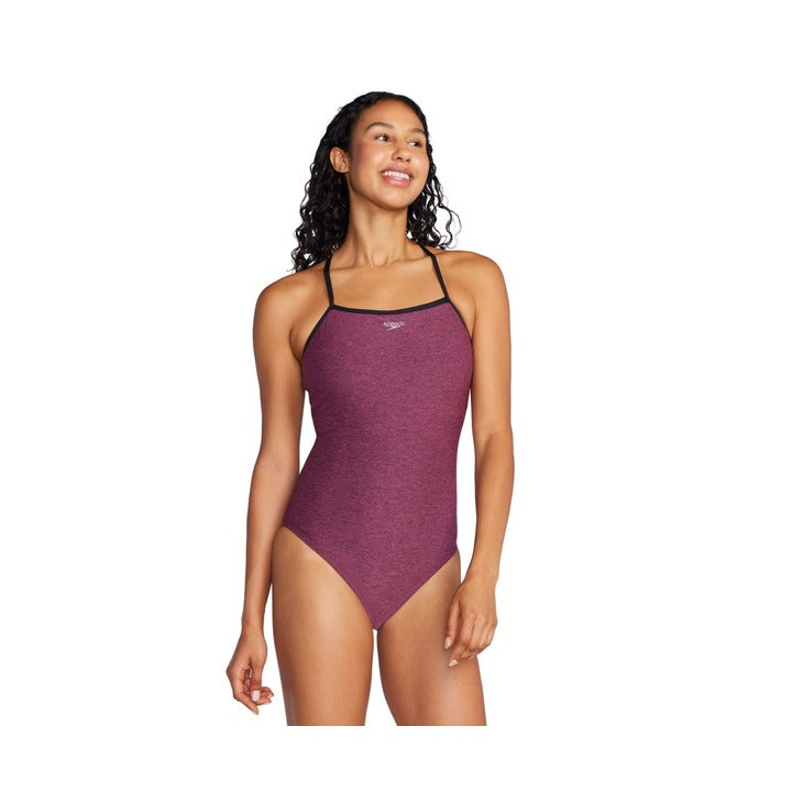 Speedo Women Heather Closed Back With Hydrobra  One Piece Swimsuits  Speedo
