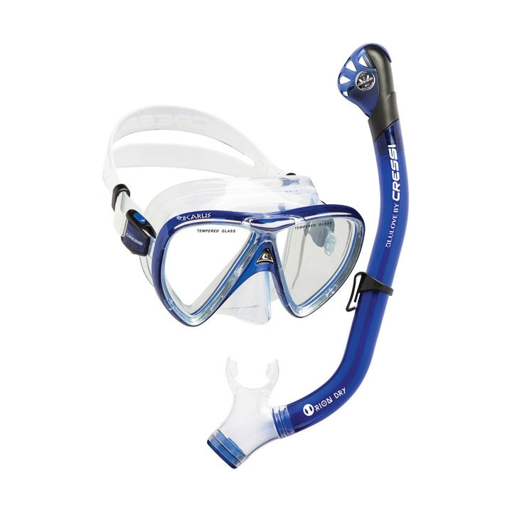 Cressi Ikarus & Orion Dry Adult Masks & Snorkeling Kits  Snorkel Sets  Cressi