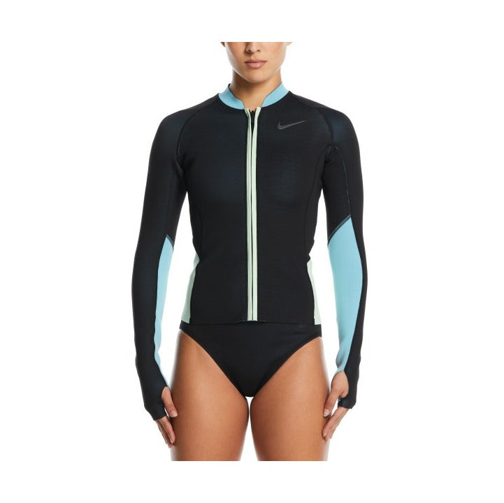 Nike Women's Fusion Wild Water Reversible Long Sleeve Zip Shirt  Long Sleeve Rash Guard  Nike