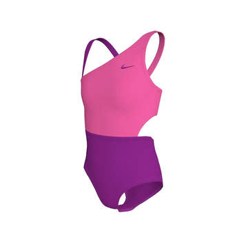 Nike Girls' Colorblock Asymmetrical Monokini  Girls One Piece  Nike