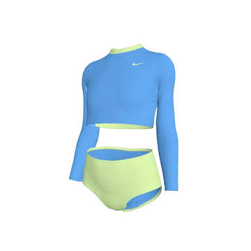 Nike Girls' Colorblock Long Sleeve Crop Top & High Waist Set  Girls Rash Guard  Nike