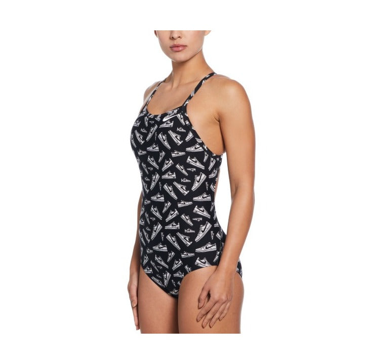 Nike Women's Hydrastrong Multi Print Racerback Low Leg One Piece Swimsuit    Nike