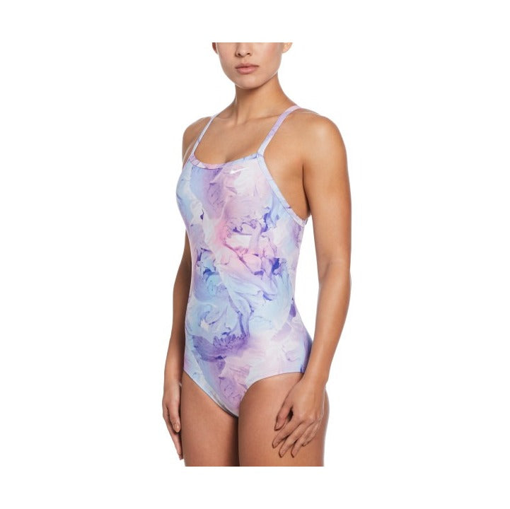 Nike Women's Hydrastrong Multi Print Racerback Low Leg One Piece Swimsuit    Nike