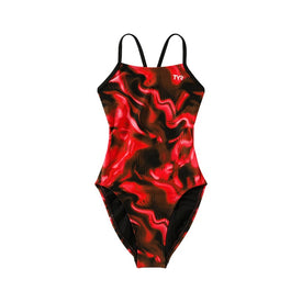 TYR Durafast Elite Girl's Cutoutfit One Piece Swimsuit - Waveform  Girls One Piece  Tyr