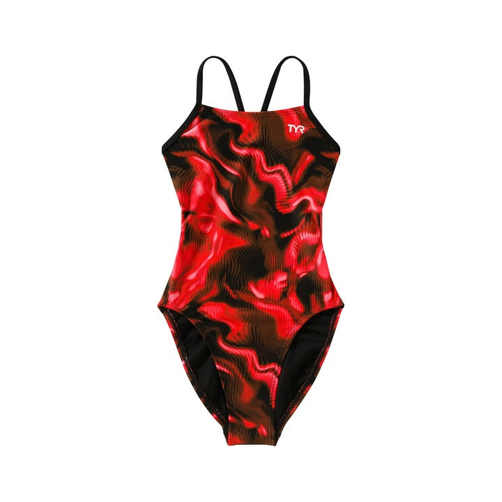 TYR Durafast Elite Girl's Cutoutfit One Piece Swimsuit - Waveform  Girls One Piece  Tyr