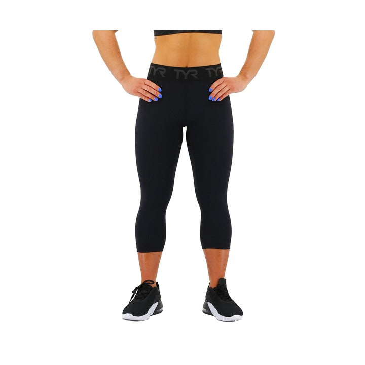 TYR Women's  Base Kinetic Mid-Rise Logo Leggings - Solid    Tyr