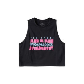 TYR Women's Woodpalooza Crop Top - Black & Pink    Tyr