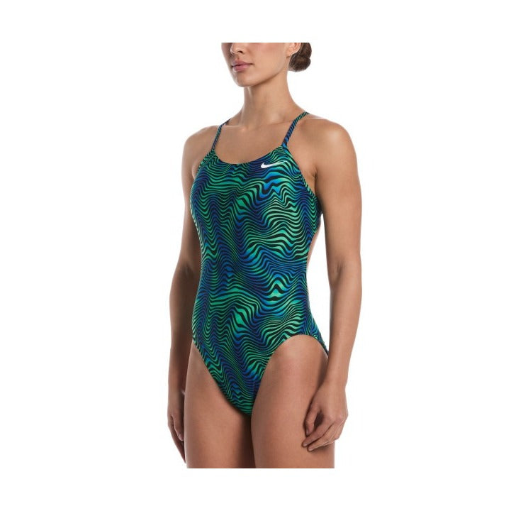 Nike HydraStrong Water Stripe Women's Cutout One Piece Swimsuit    Nike