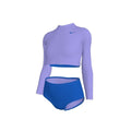 Nike Big Girls' Color Block Effortless Essential Long Sleeve Crop Top & High Waist Swimsuit Set    Nike