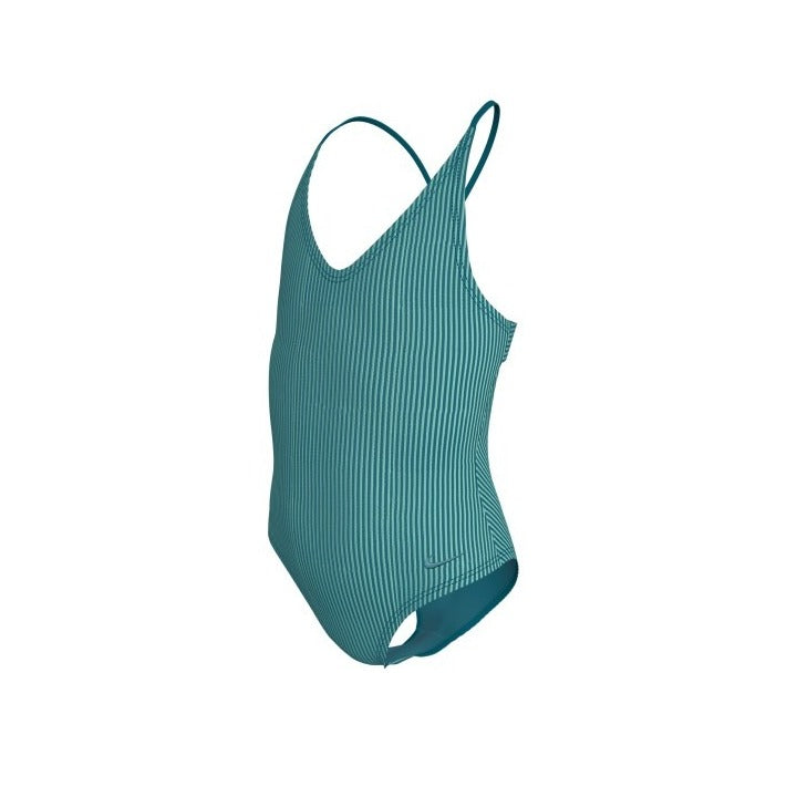 Nike Big Girls' Ocean Bound Ripple Ripple Texture Lace Up One Piece Swimsuit    Nike