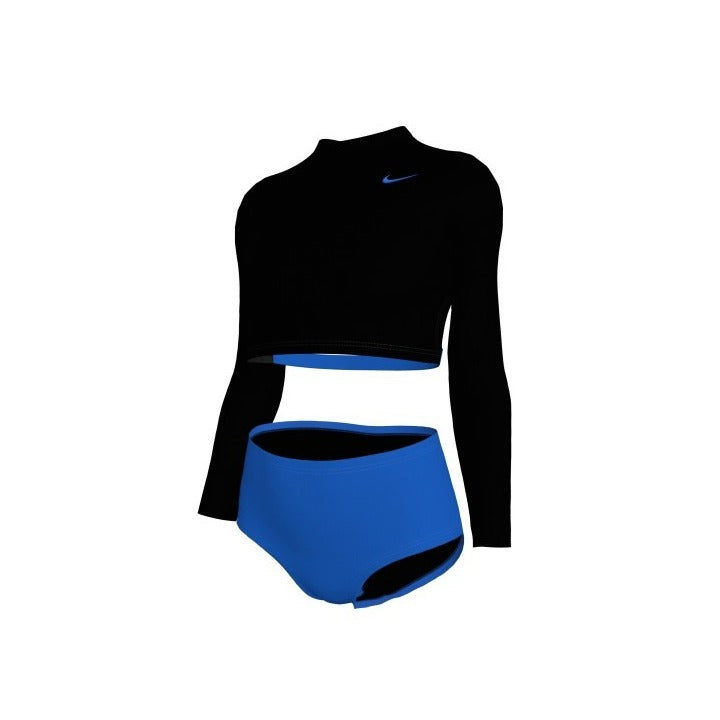 Nike Big Girls' Color Block Effortless Essential Long Sleeve Crop Top & High Waist Swimsuit Set    Nike