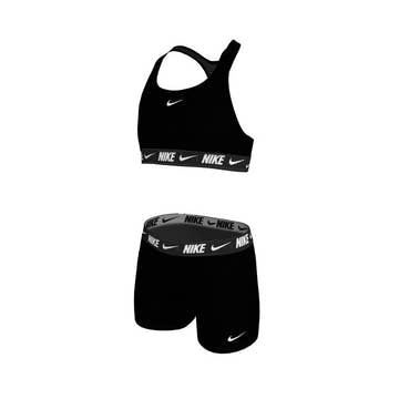Nike Big Girls' Logo Tape Racerback Bikini & Short Swimsuit Set    Nike