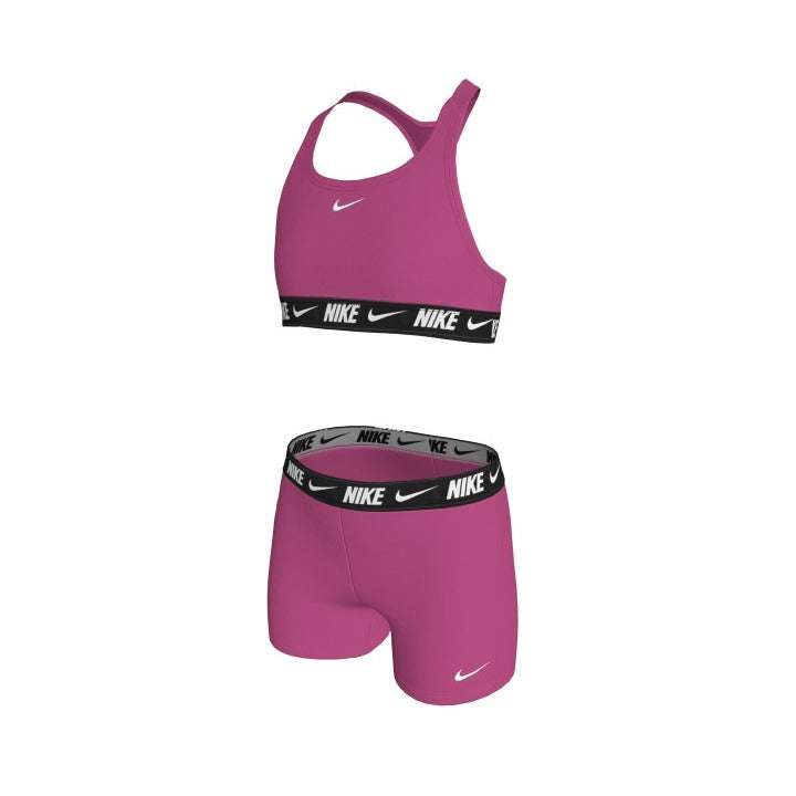 Nike Big Girls' Logo Tape Racerback Bikini & Short Swimsuit Set    Nike