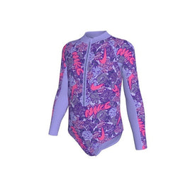 Nike Swim Doodle Floral Little Girls' Long Sleeve One Piece Swimsuit  One Piece Swimsuits  Nike