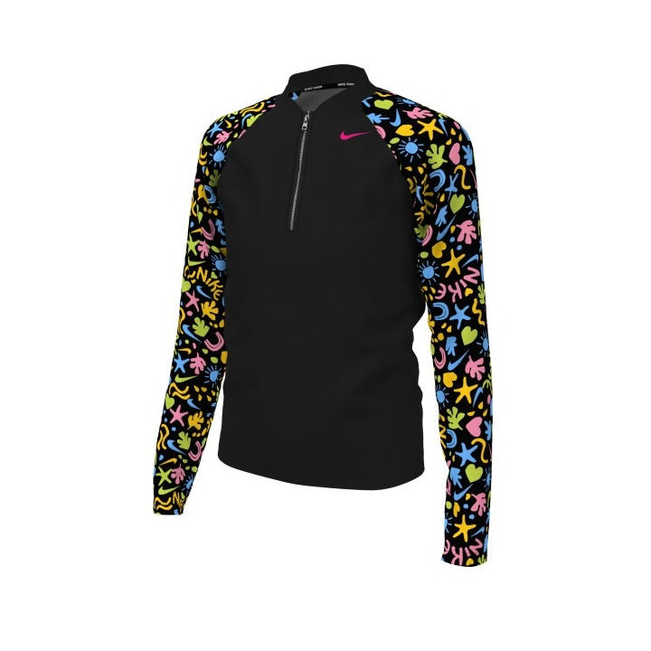 Nike Girls' Fun Forest Fun Forest Long Sleeve Zip Hydroguard  Girls Rash Guard  Nike