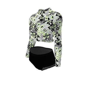 Nike Girls Floral Print Big Kids Long Sleeve Two Piece Swimsuit