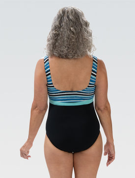 Dolfin Women's Aquashape Harbor Print Moderate Scoop Back One Piece  One Piece Swimsuits  Dolfin