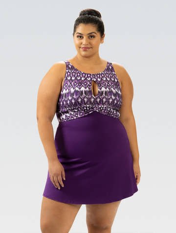 Dolfin Aquashape Women's Water Lily Knot Front Swim Dress Swimsuit  Women's Aquatic Fitness Swimsuits  Dolfin