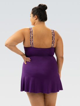 Dolfin Aquashape Women's Water Lily Knot Front Swim Dress Swimsuit  Women's Aquatic Fitness Swimsuits  Dolfin