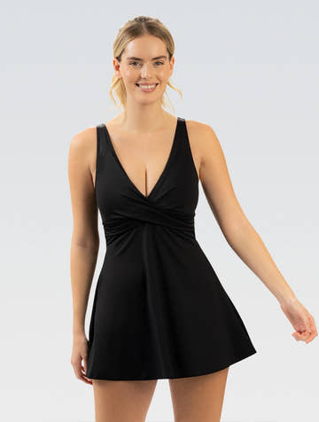 Aquashape Women’s Wrap Front Swim Dress Swimsuit  Swim Dress  Dolfin