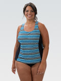 Dolfin Women's Aquashape Harbor Print Twist Back Tankini Swimsuit Top  Women's Tankini Top  Dolfin