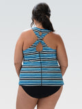 Dolfin Women's Aquashape Harbor Print Twist Back Tankini Swimsuit Top  Women's Tankini Top  Dolfin