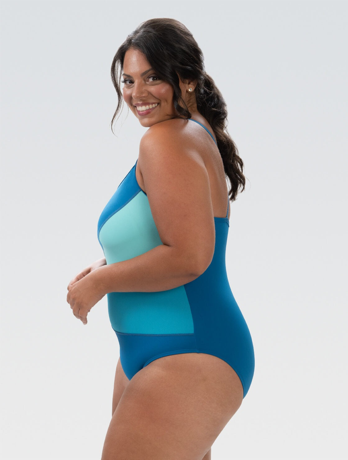 Dolfin Women's Aquashape Turquoise and Mint Color Blocked Moderate One Piece Swimsuit  One Piece Swimsuits  Dolfin