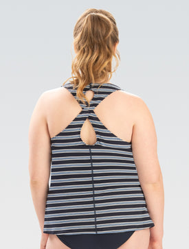 Aquashape Women's Wanderlust Twist Back Tankini Swimsuit Top Simplicity  Women's Tankini Top  Dolfin