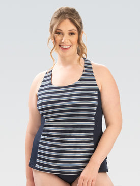 Aquashape Women's Wanderlust Twist Back Tankini Swimsuit Top Simplicity  Women's Tankini Top  Dolfin