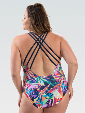 Aquashape Women's Contemporary Deep V-Neck One Piece Swimsuit  Competition Swimsuits  Dolfin