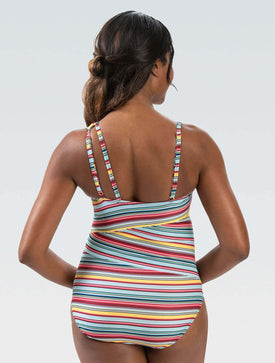 Aquashape Women's Sunset Moderate Asymmetrical One Piece Swimsuit  Competition Swimsuits  Dolfin