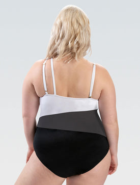 Aquashape Women's Sunset Moderate Asymmetrical One Piece Swimsuit  Competition Swimsuits  Dolfin