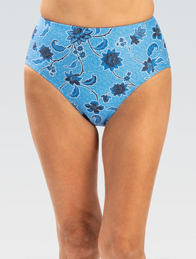 Dolfin Women's Aquashape High-Waisted Contemporary Brief Amour-Capri Blue  Bikini Bottom  Dolfin
