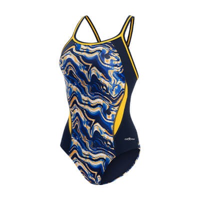 Dolfin Women's Reliance Blaze Color Block DBX Back One Piece Swimsuit  Two Year Team Prints (2025-2026)  Dolfin